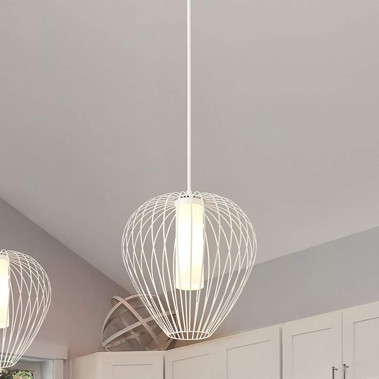 Image 1 Savanti 18" Wide Textured White and Opal Glass Pendant Light