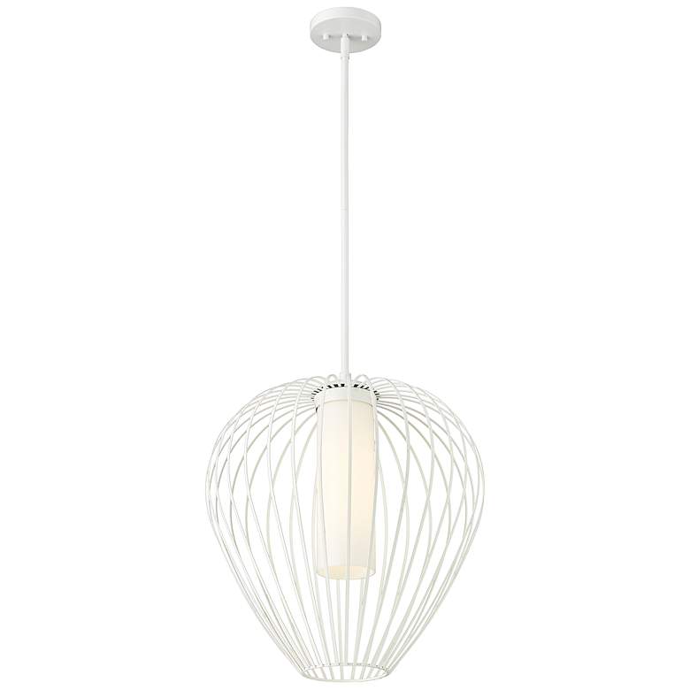 Image 5 Savanti 18" Wide Textured White and Opal Glass Pendant Light more views