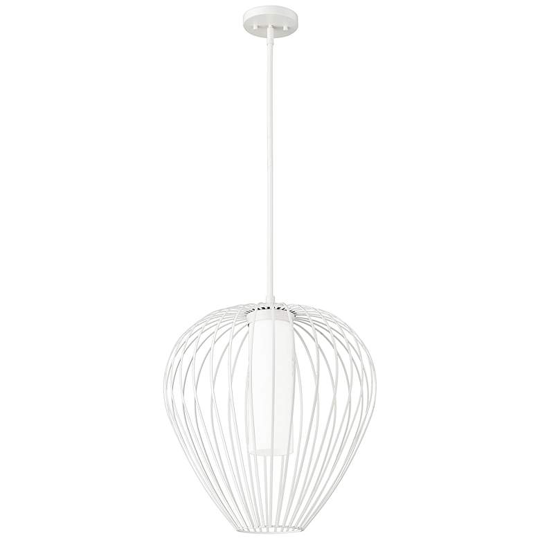 Image 7 Savanti 18" Wide Textured White and Opal Glass Pendant Light more views