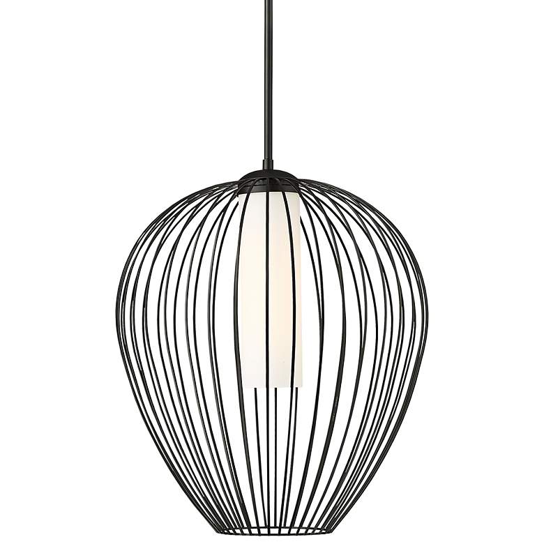 Image 3 Savanti 22" Wide Matte Black Cage Pendant Light