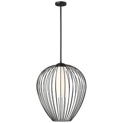 Savanti 22" Wide Matte Black Cage Pendant Light