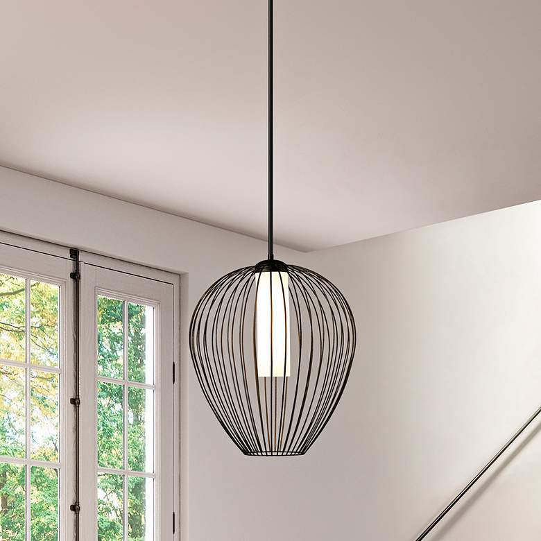 Image 2 Savanti 22" Wide Matte Black Cage Pendant Light
