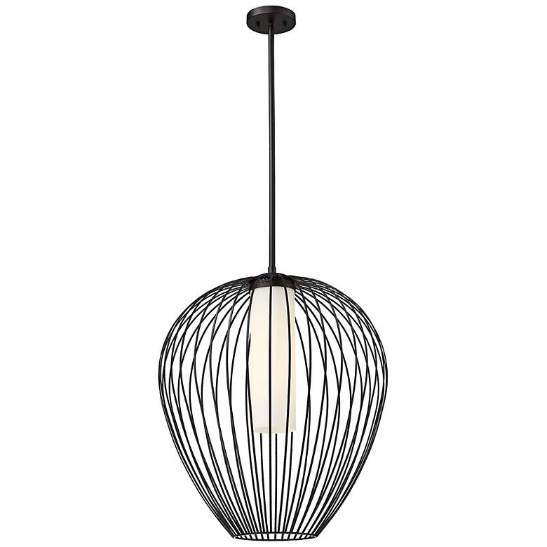Image 5 Savanti 22" Wide Matte Black Cage Pendant Light more views