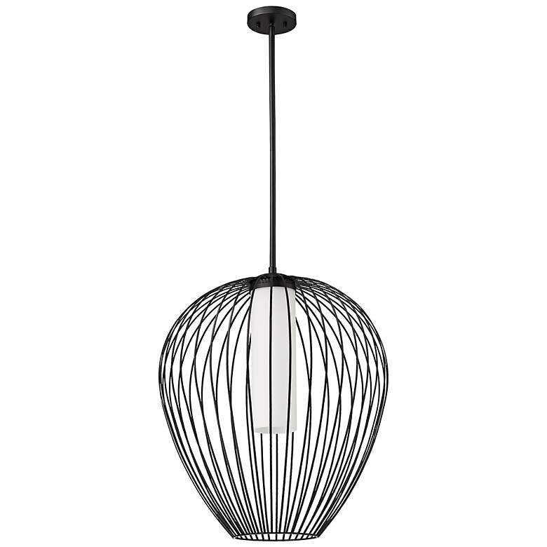 Image 6 Savanti 22" Wide Matte Black Cage Pendant Light more views