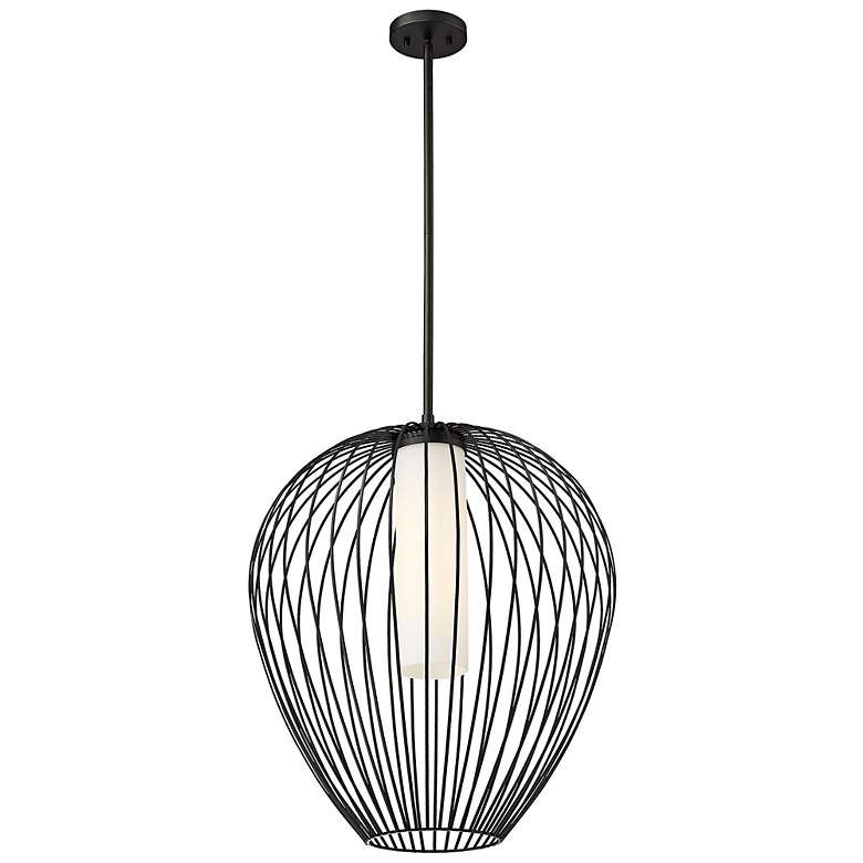 Image 7 Savanti 22" Wide Matte Black Cage Pendant Light more views