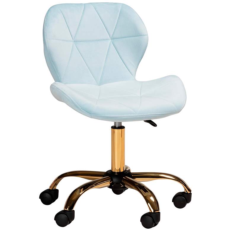 Image 2 Savara Aqua Velvet Fabric Adjustable Swivel Office Chair