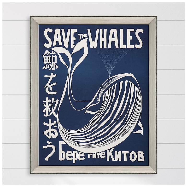 Image 2 Save the Whales 44 inch High Rectangular Giclee Framed Wall Art