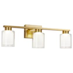 Saville 23.4" Wide Brass Bathroom Vanity With Clear Glass Shade