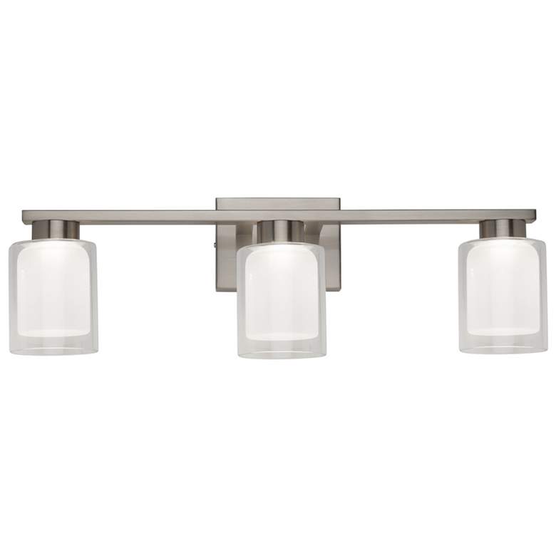 Image 1 Saville 23.4" Wide Brushed Nickel Bathroom Vanity With Clear Glass Sha