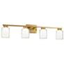 2_Saville 33" Wide Brass Bathroom Vanity With Clear Glass Shade