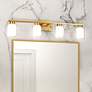 1_Saville 33" Wide Brass Bathroom Vanity With Clear Glass Shade