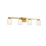 4_Saville 33" Wide Brass Bathroom Vanity With Clear Glass Shade more views