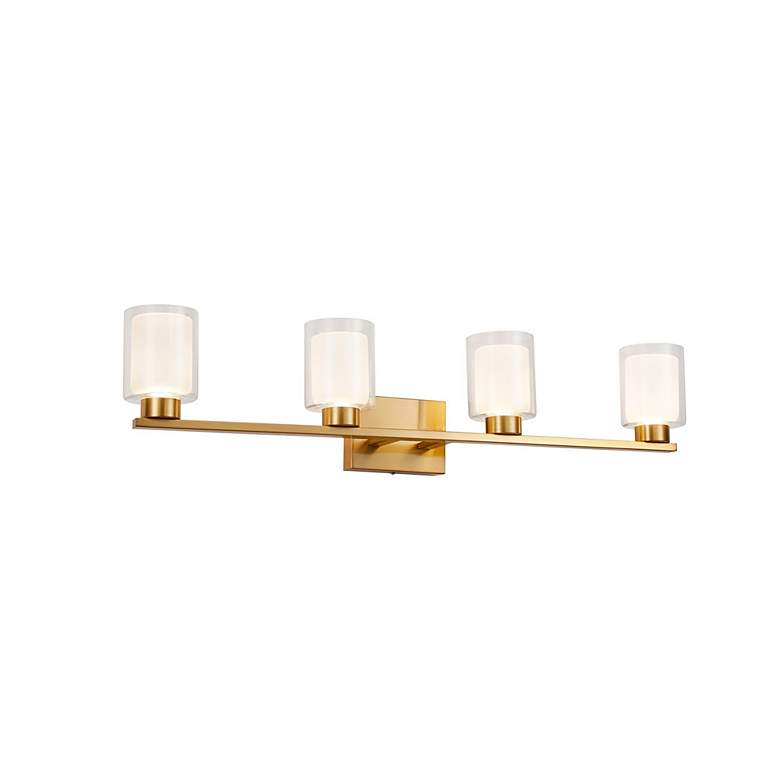 Image 5 Saville 33" Wide Brass Bathroom Vanity With Clear Glass Shade more views
