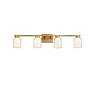 6_Saville 33" Wide Brass Bathroom Vanity With Clear Glass Shade more views