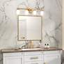 7_Saville 33" Wide Brass Bathroom Vanity With Clear Glass Shade more views