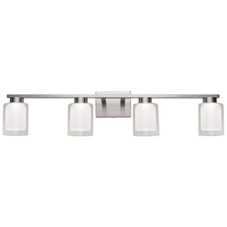 Image 2 Saville 33" Wide Brushed Nickel Bathroom Vanity With Clear Glass Shade
