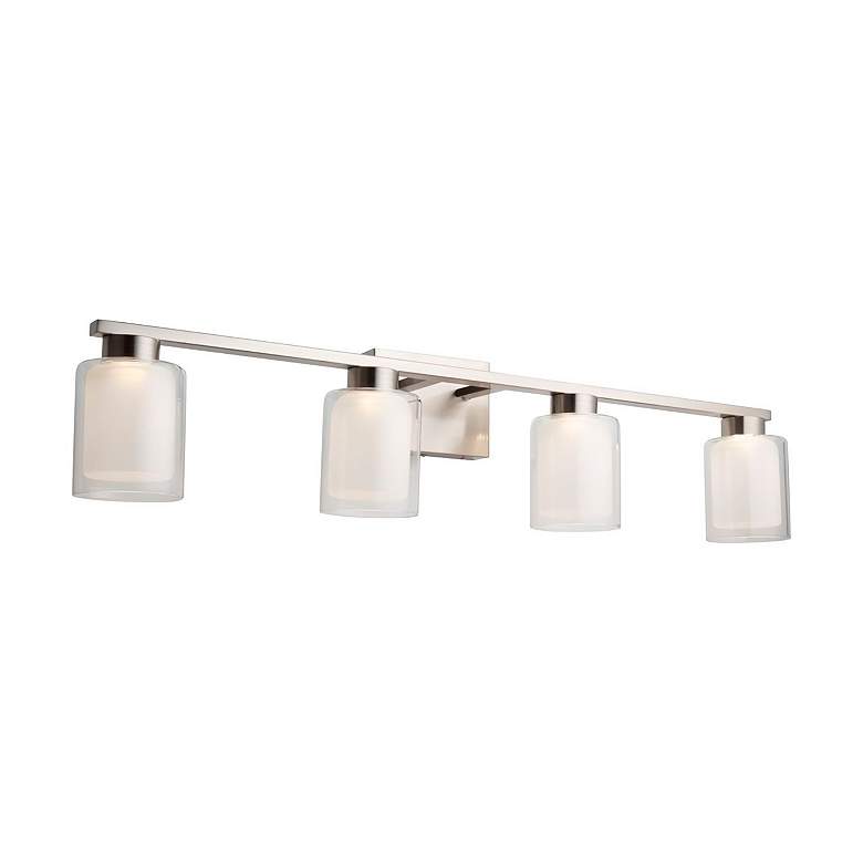 Image 3 Saville 33" Wide Brushed Nickel Bathroom Vanity With Clear Glass Shade more views