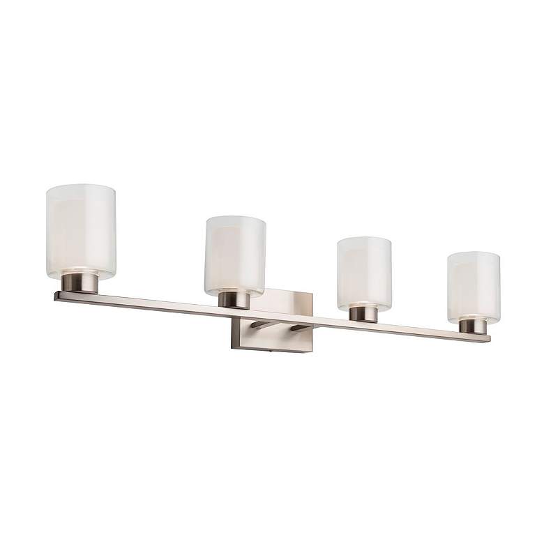 Image 4 Saville 33" Wide Brushed Nickel Bathroom Vanity With Clear Glass Shade more views