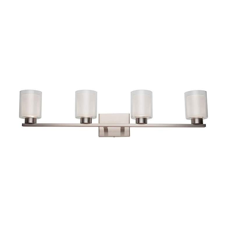 Image 5 Saville 33" Wide Brushed Nickel Bathroom Vanity With Clear Glass Shade more views