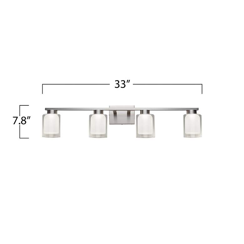 Image 7 Saville 33" Wide Brushed Nickel Bathroom Vanity With Clear Glass Shade more views