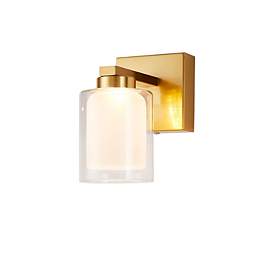 Image5 of Saville 7" Wide Brass Bathroom Sconce With Clear Glass Shade more views