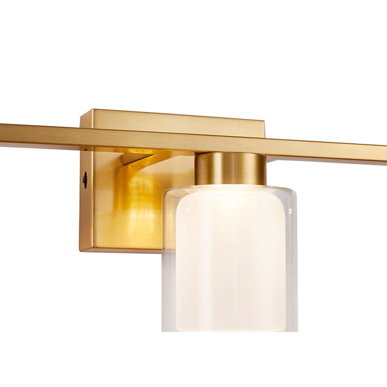 Image 7 Saville 7" Wide Brass Bathroom Sconce With Clear Glass Shade more views