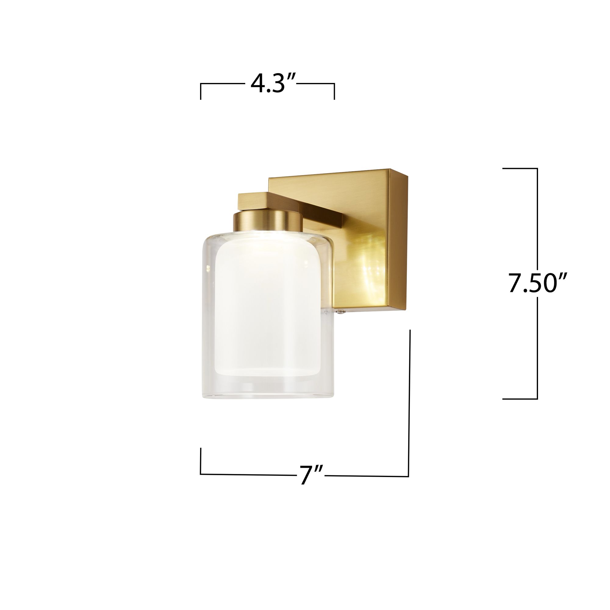 Saville 7" Wide Brass Bathroom Sconce With Clear Glass Shade