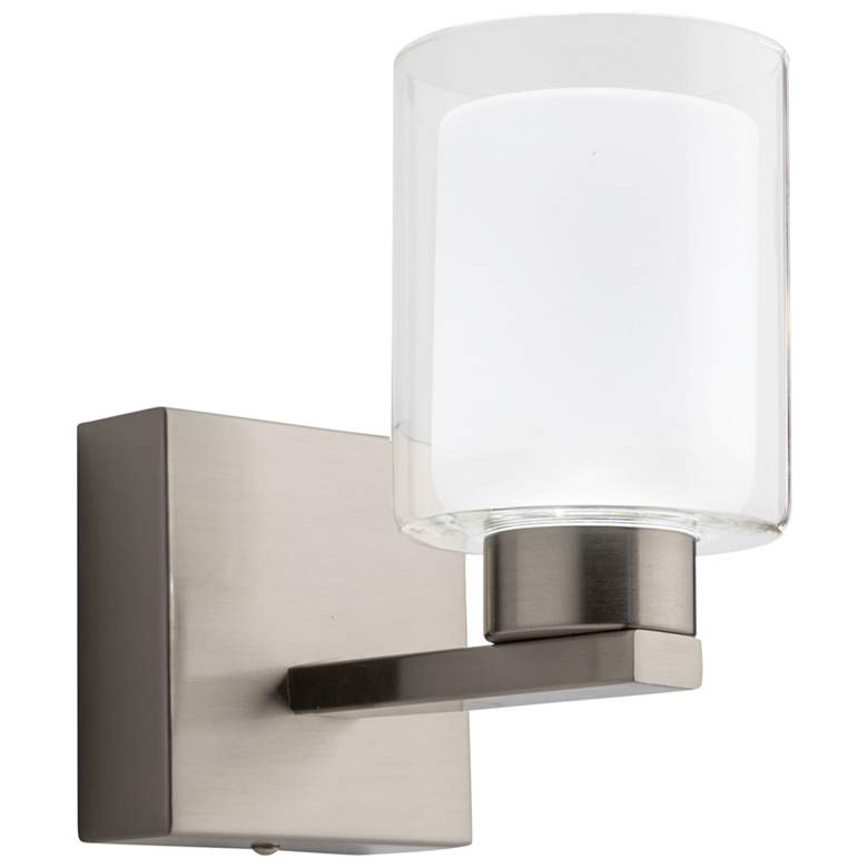Image 2 Saville 7" Wide Brushed Nickel Bathroom Sconce With Clear Glass Shade