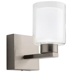 Saville 7" Wide Brushed Nickel Bathroom Sconce With Clear Glass Shade