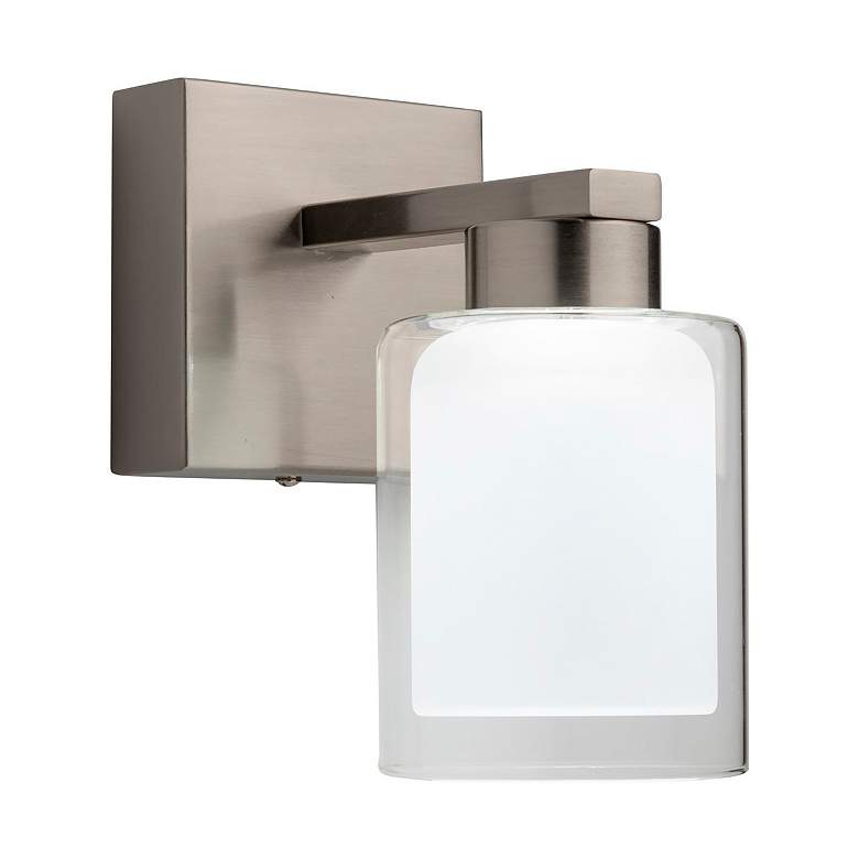 Image 3 Saville 7" Wide Brushed Nickel Bathroom Sconce With Clear Glass Shade more views