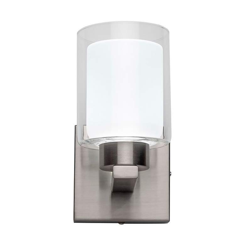 Image 5 Saville 7" Wide Brushed Nickel Bathroom Sconce With Clear Glass Shade more views