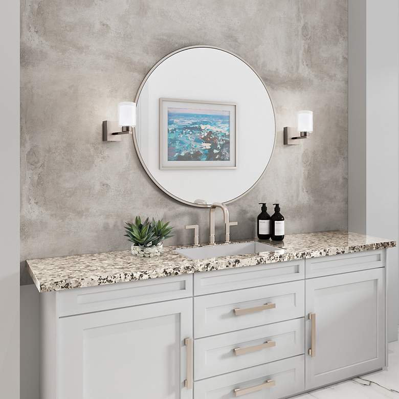 Image 6 Saville 7" Wide Brushed Nickel Bathroom Sconce With Clear Glass Shade more views