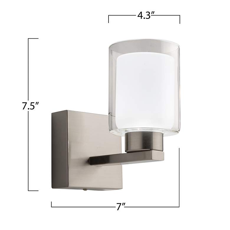 Image 7 Saville 7" Wide Brushed Nickel Bathroom Sconce With Clear Glass Shade more views