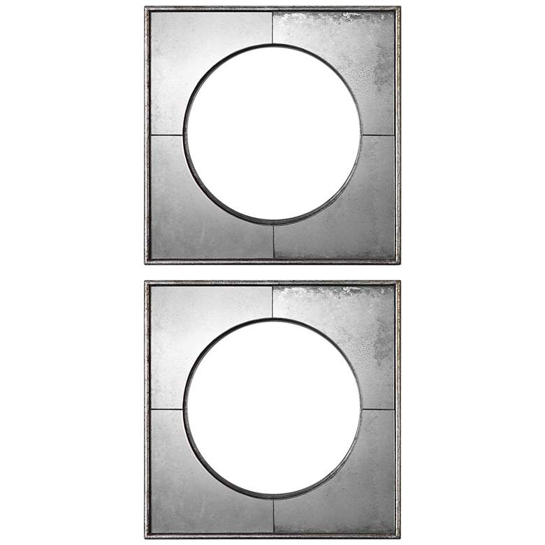 Image 1 Savio Silver Leaf 15 3/4" Square Convex Wall Mirror Set of 2
