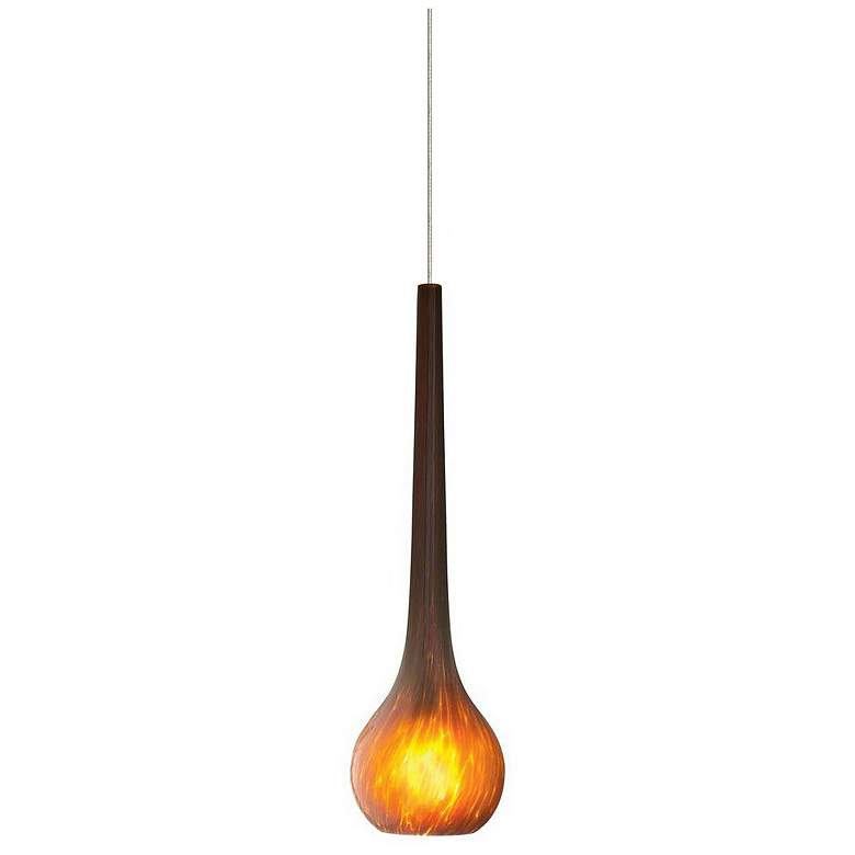 Image 1 Savoy 4 inch Wide Amber and Satin Nickel Kable Lite Mini Pendant