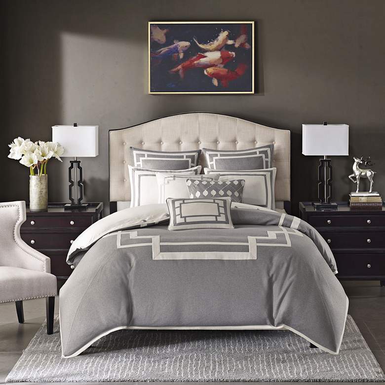 Image 1 Savoy Gray 8-Piece Queen Comforter Set