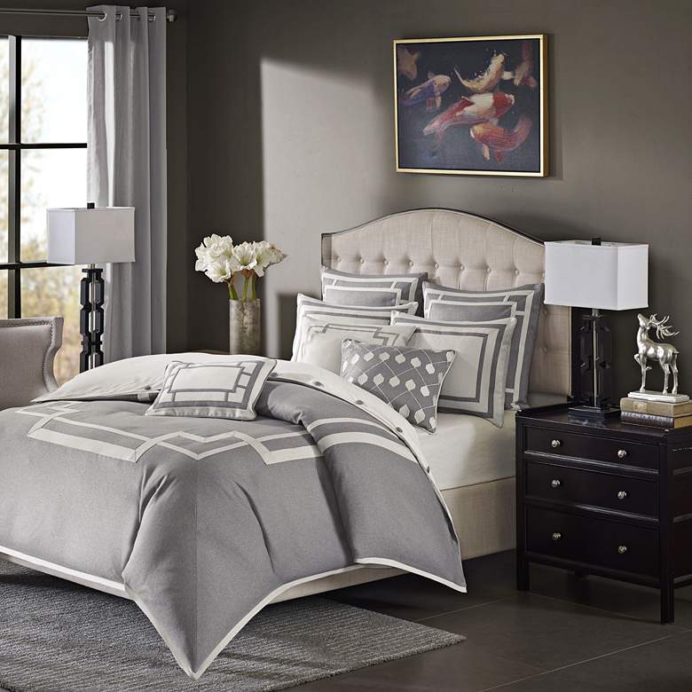 Savoy Gray 8-Piece Queen Comforter Set more views