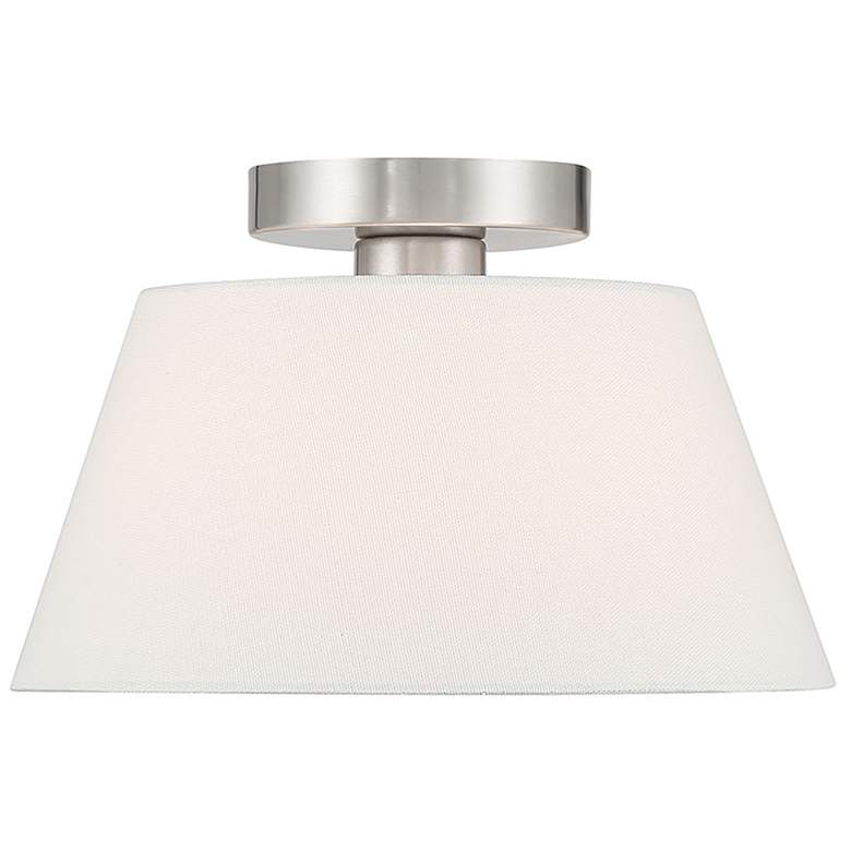 Image 1 Savoy House 12" Wide 3-Light Brushed Nickel and White Ceiling Light