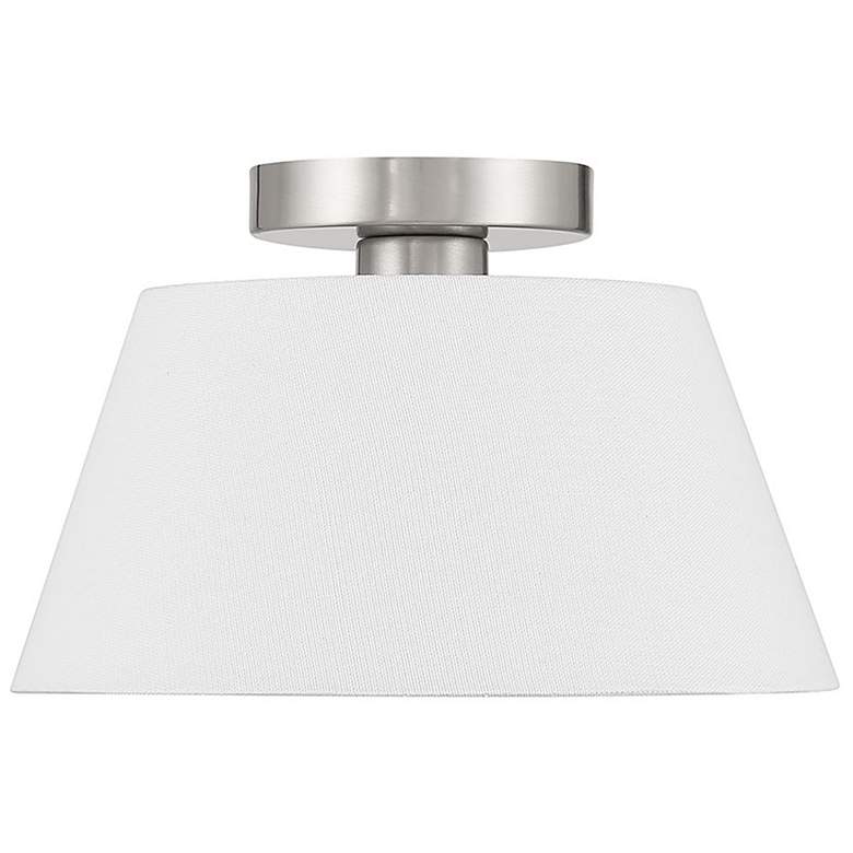 Image 2 Savoy House 12" Wide 3-Light Brushed Nickel and White Ceiling Light more views