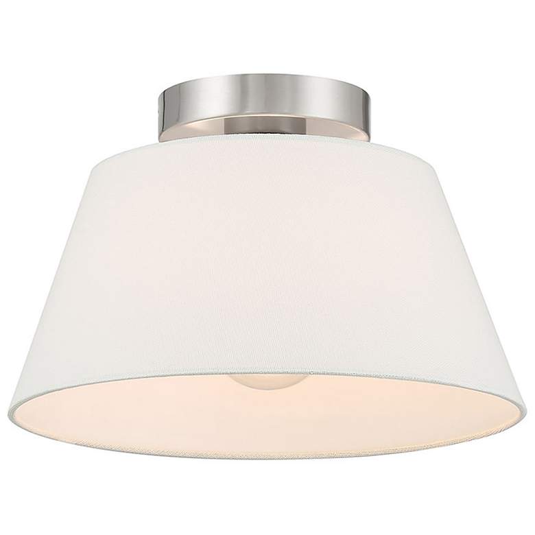 Image 3 Savoy House 12" Wide 3-Light Brushed Nickel and White Ceiling Light more views