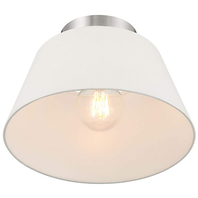 Image 4 Savoy House 12" Wide 3-Light Brushed Nickel and White Ceiling Light more views