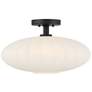 1_Savoy House 18" Wide Matte Black White Glass Orb Ceiling Light