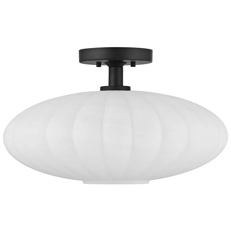 Image 2 Savoy House 18" Wide Matte Black White Glass Orb Ceiling Light more views