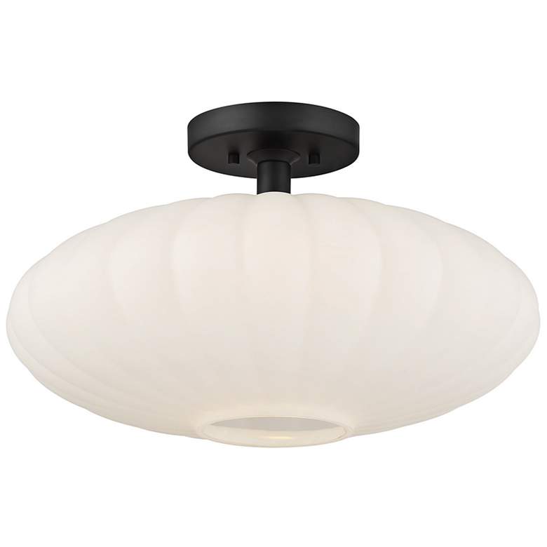 Image 3 Savoy House 18" Wide Matte Black White Glass Orb Ceiling Light more views