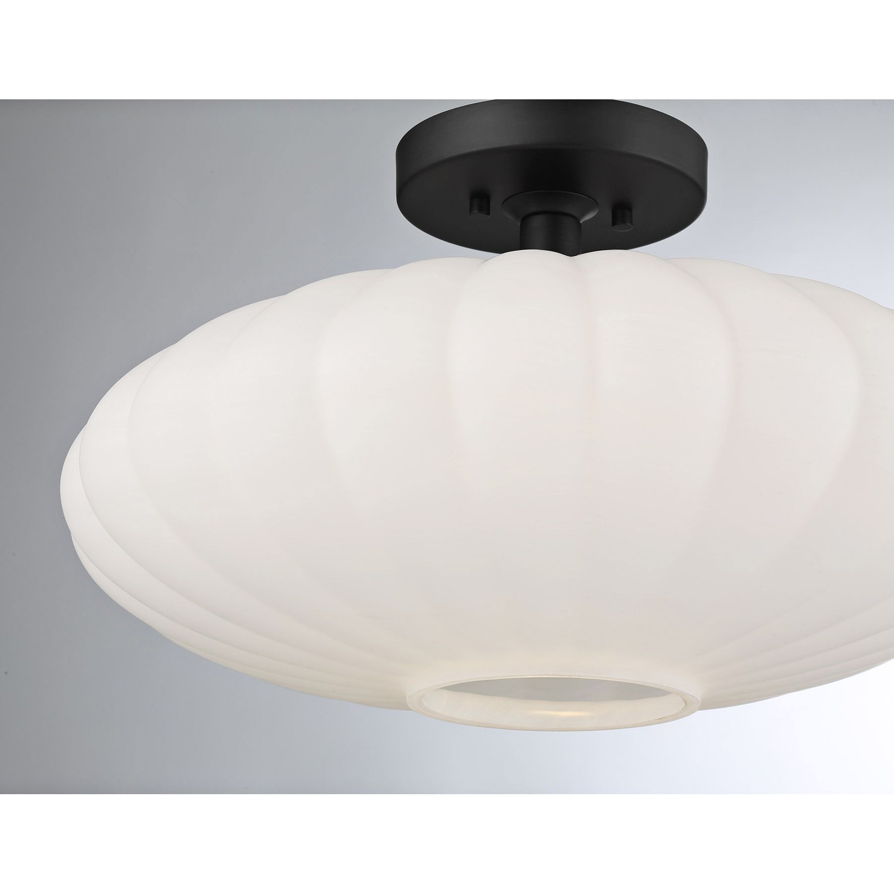 Image 5 Savoy House 18" Wide Matte Black White Glass Orb Ceiling Light more views