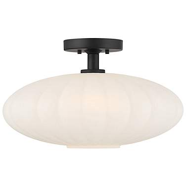 Savoy House 18" Wide Matte Black White Glass Orb Ceiling Light