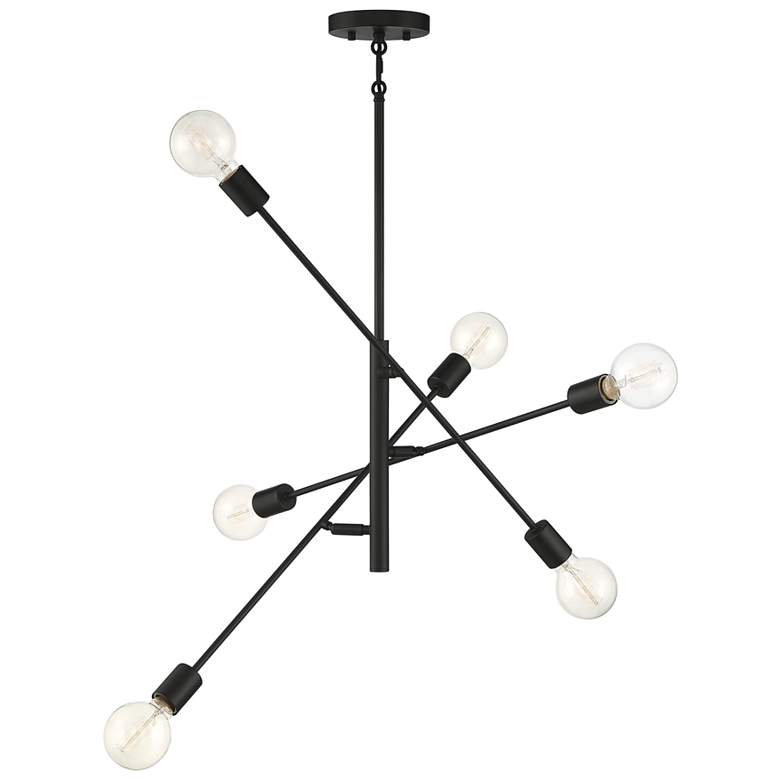 Image 1 Savoy House 26" Wide 6-Light Matte Black Sputnik Arm Modern Chandelier