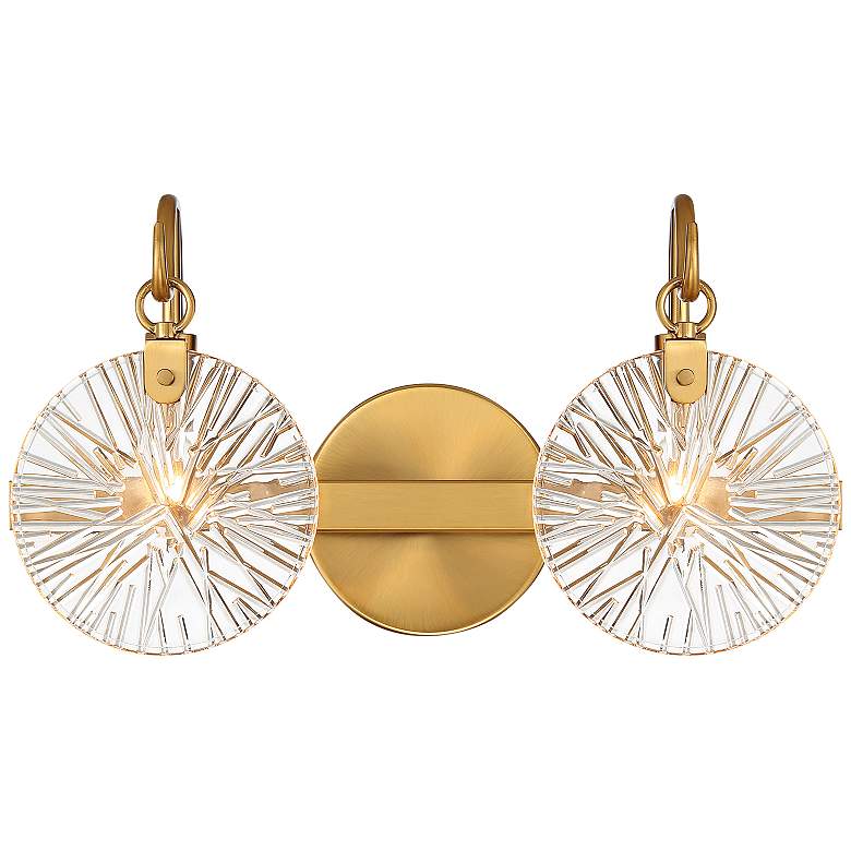 Image 1 Savoy House Addison 9" High Warm Brass 2-Light Wall Sconce