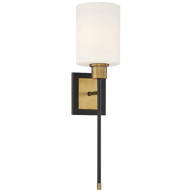 Image 1 Savoy House Alvara 22 1/2 inchH Matte Black Brass Wall Sconce