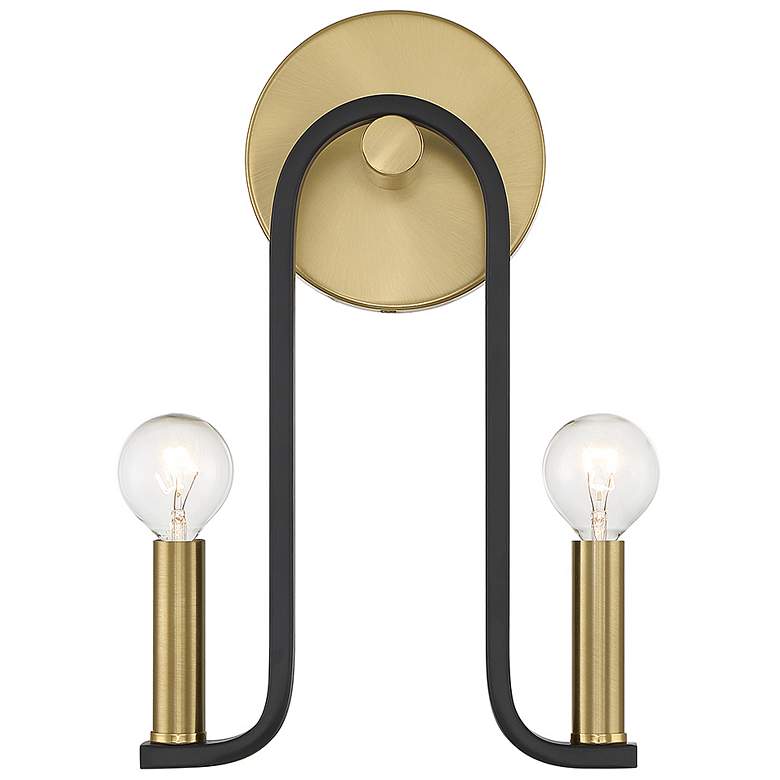 Image 1 Savoy House Archway 12.5" High Matte Black with Warm Brass Wall Sconce